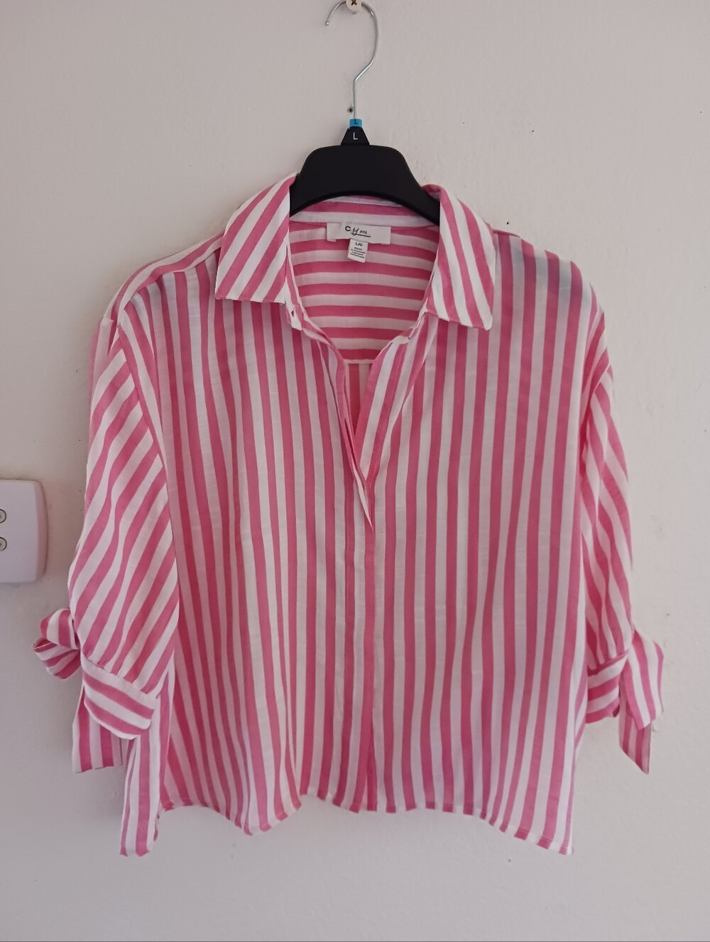 Women's Pink Stripe Button Down Shirt